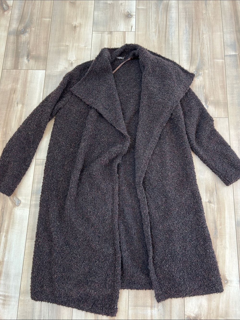 J. McLaughlin Dark Brown Plush Open-Front Cardigan Coatigan